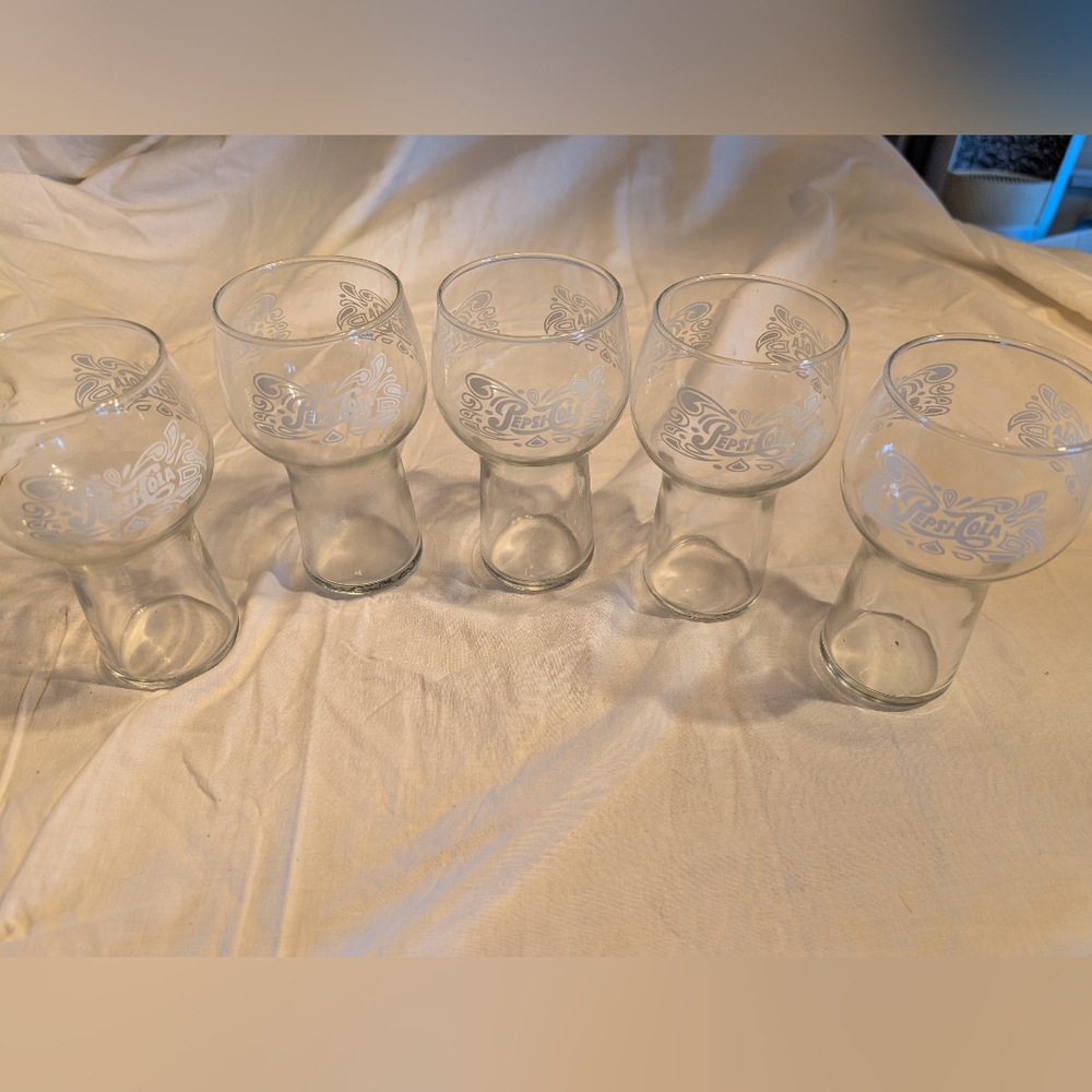 2/60$ Set of 5 Clear Glass Pepsi Goblets